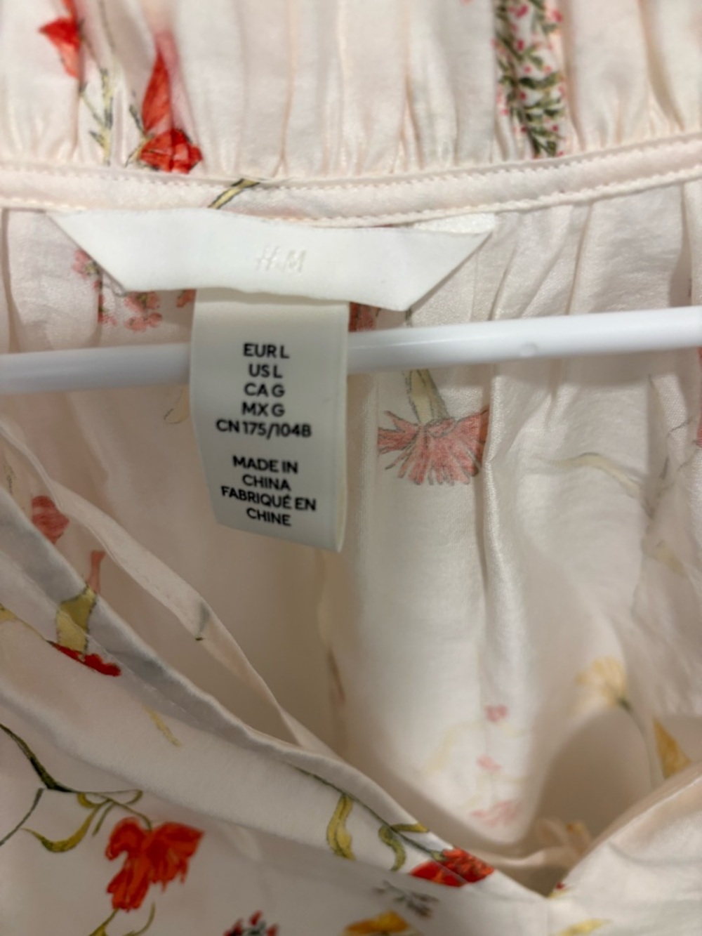 H&M Cream Floral Peasant Top with Orange and Yellow Accents - Picture 2 of 4